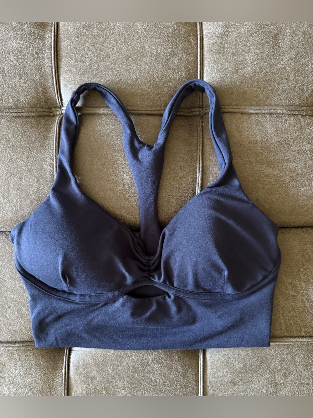 Bombshell Sportswear Navy Key Hole Racerback Sports Bra